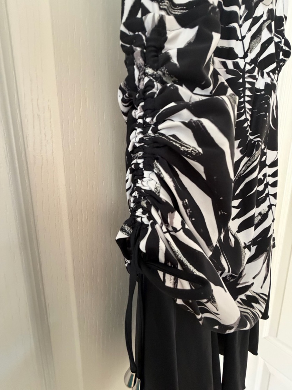 Maxine of Hollywood Black, White and Silver one piece bathing suit. - Picture 3 of 4